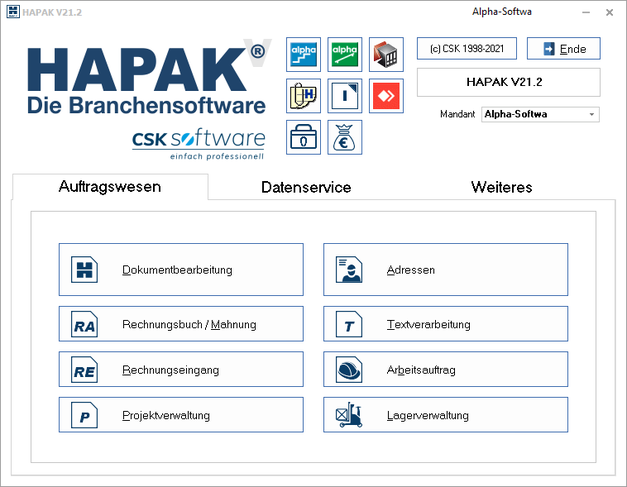 Hauptmenu Auftragswesen